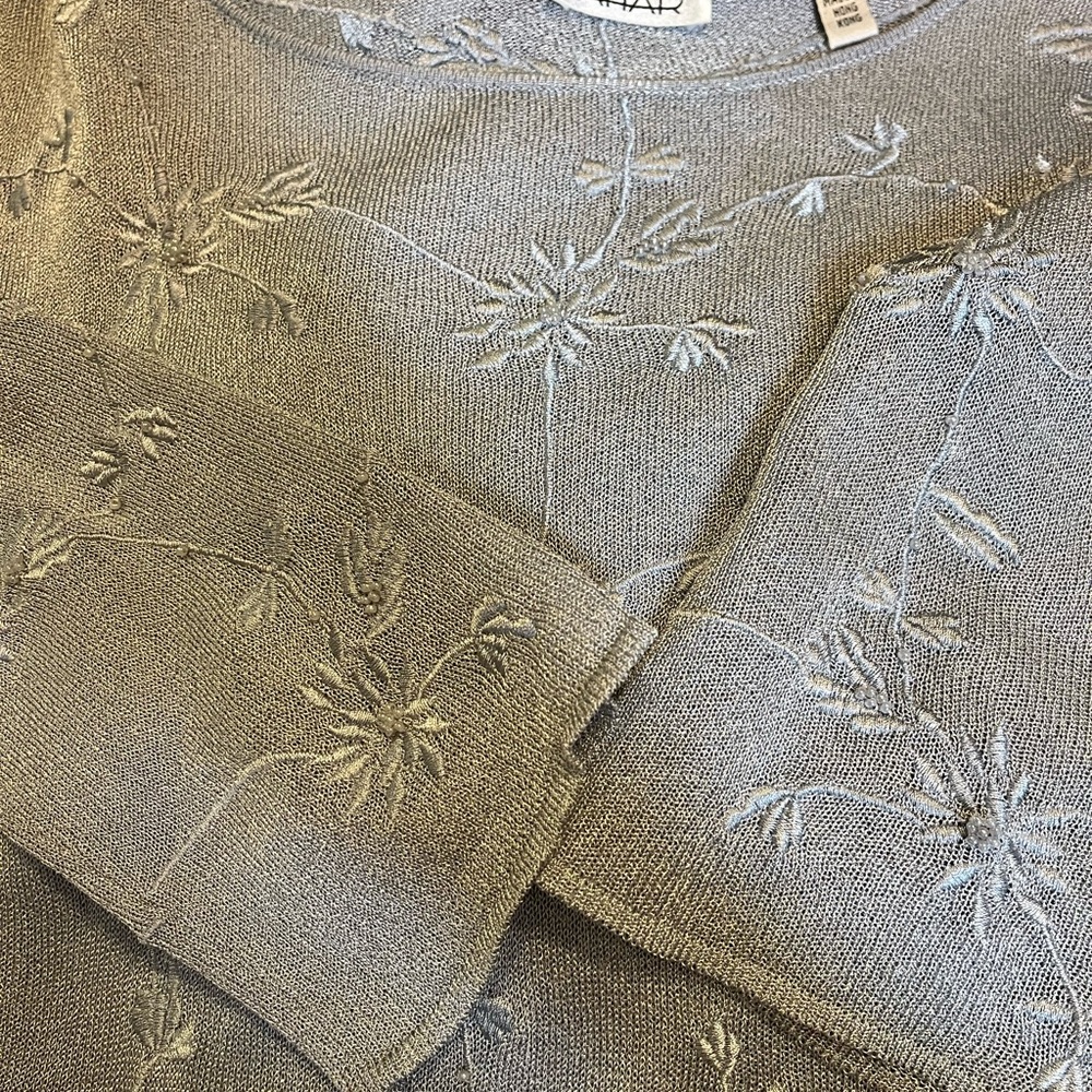 Tahari Light Gray Shimmery Knit Dress - Picture 9 of 16